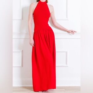 THE RED SOLID AND STRIPPED HALTER SOGLIO MAXI DRESS SZ S SOLD OUT!